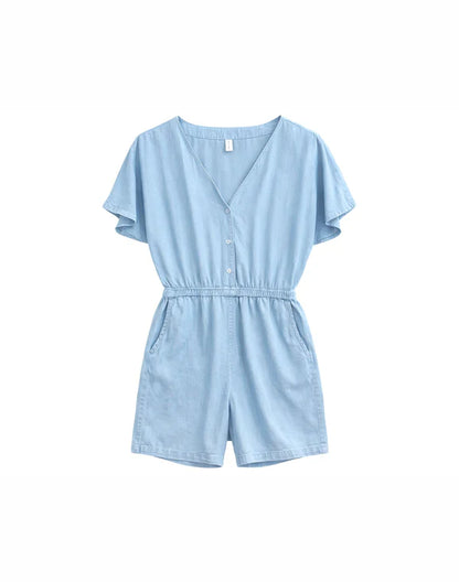Kurz-Jumpsuit Tencel Denim light blue von Mazine