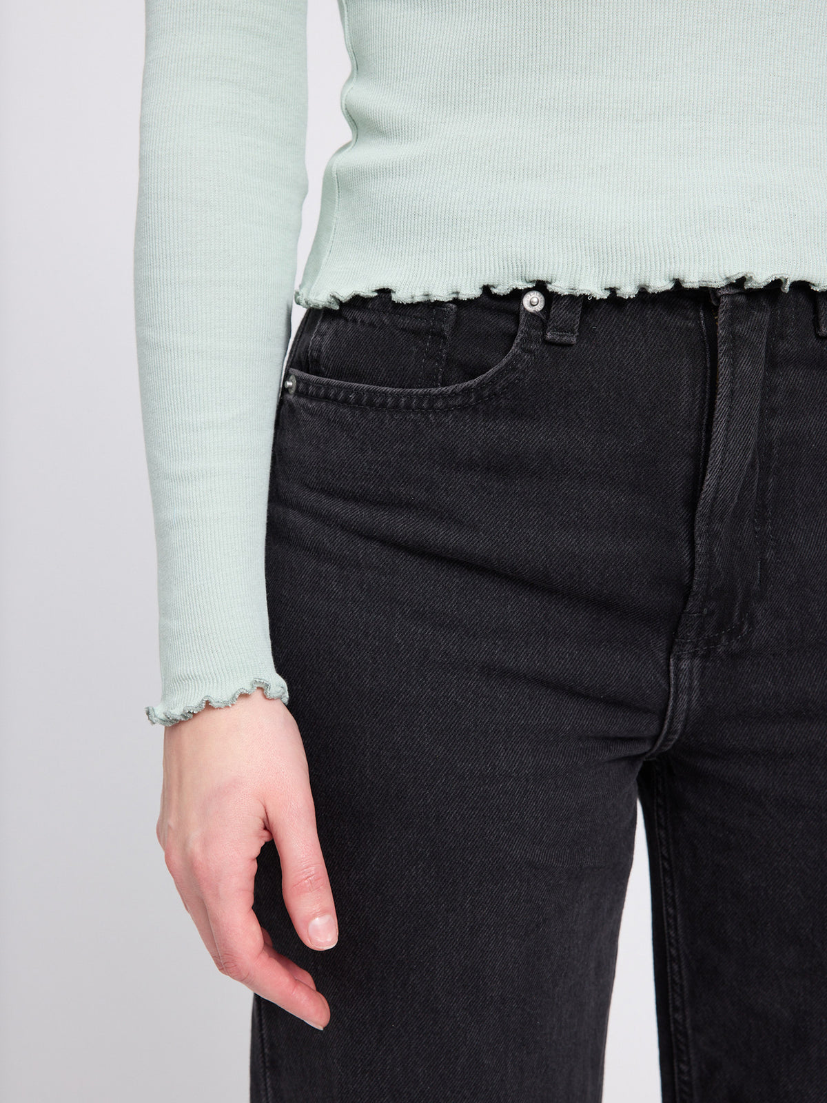 Langarm-Shirt Babylock in light aqua von Mazine