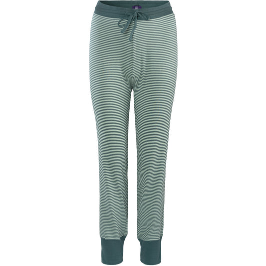 Pyjama-Hose gestreift Dunkelgrün/Hellgrün von Living Craft