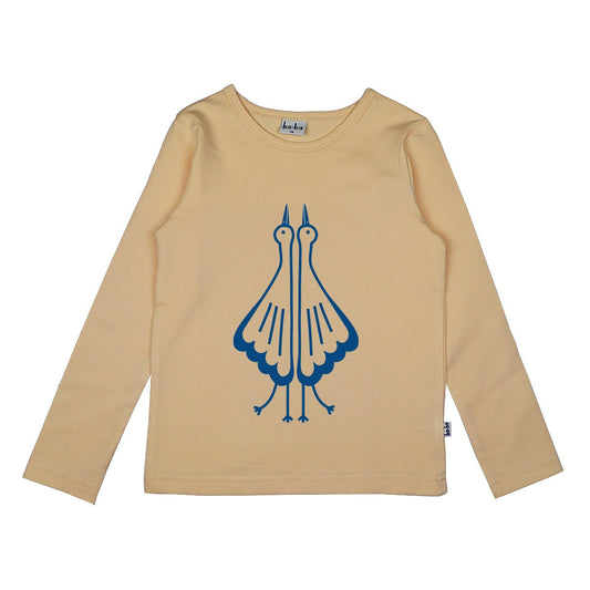SALE: Langarm-Shirt mit Vögel auf crèmeweiss von Baba