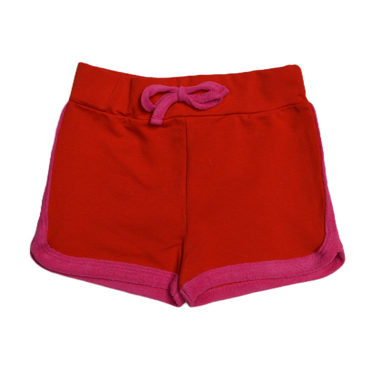 Short in Rot mit Rosa Frottée-Einfassung von Baba