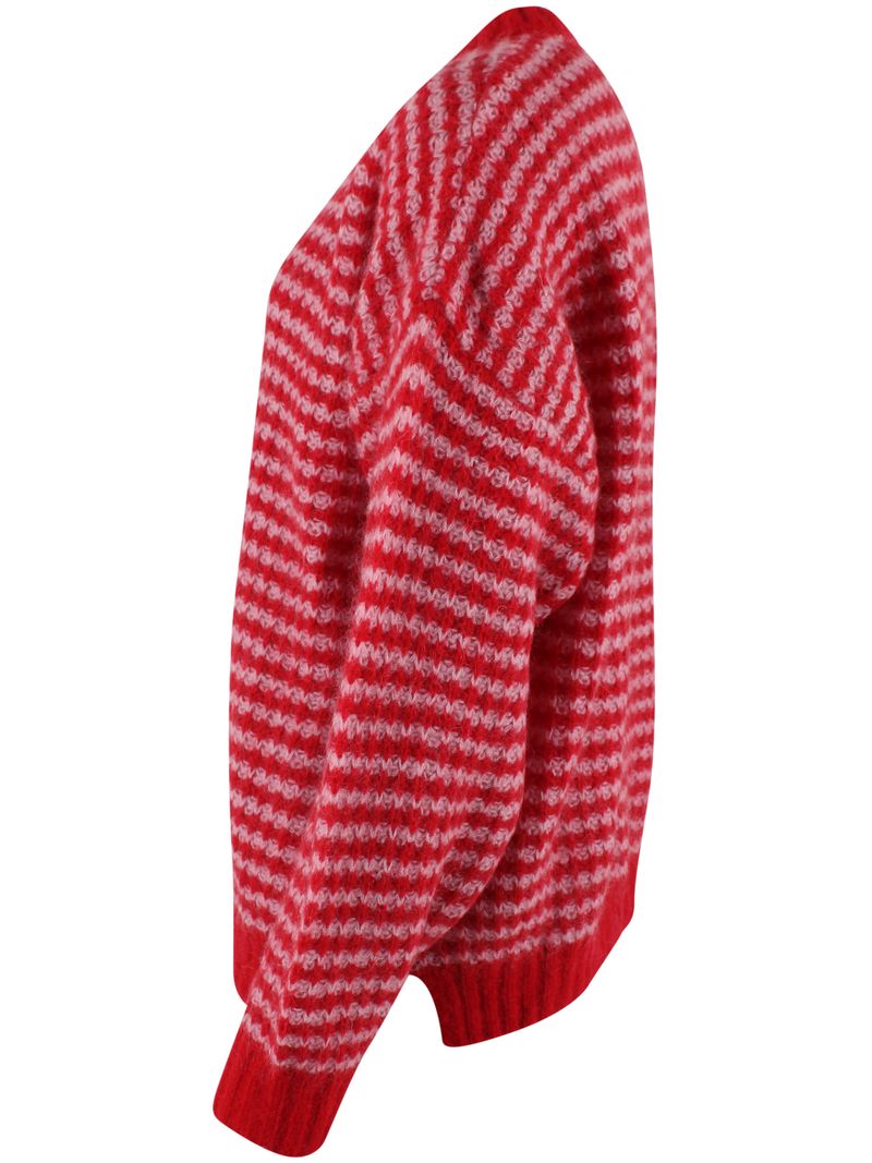 Wollpullover Rot/Rosa gestreift von Danefae
