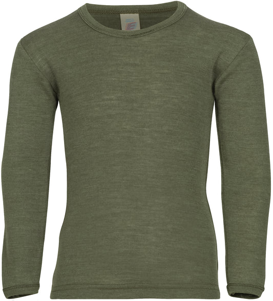 Langarmshirt Wolle/Seide in Olive von Engel