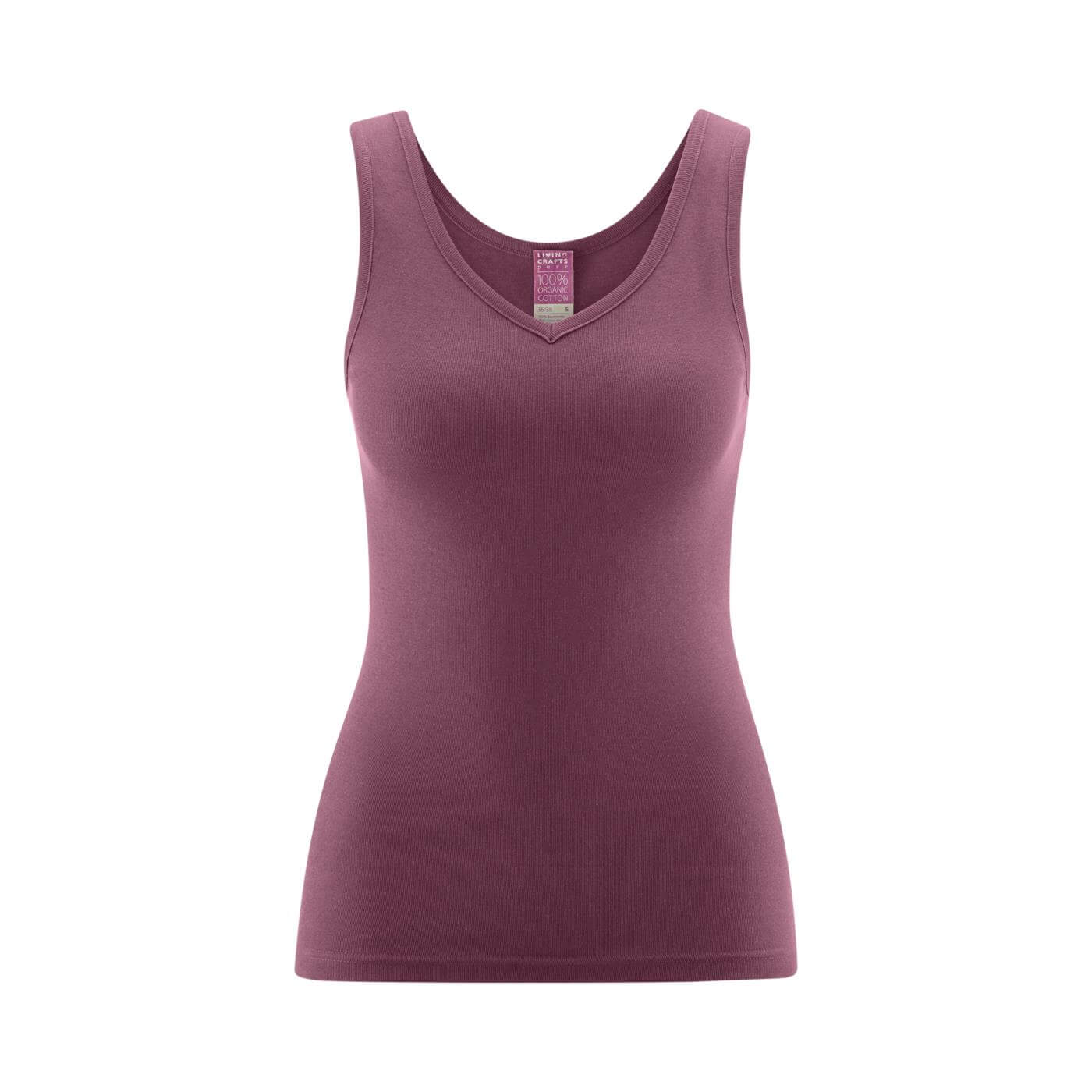 Trägertop mit V-Ausschnitt in Dark Rose von Living Craft