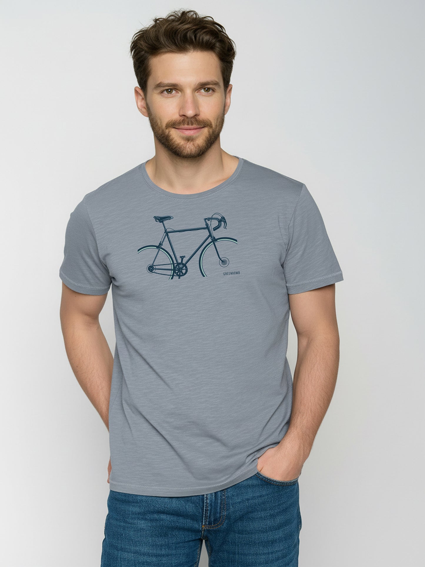 T-shirt Bike Crop in Sea Smoke von Greenbomb