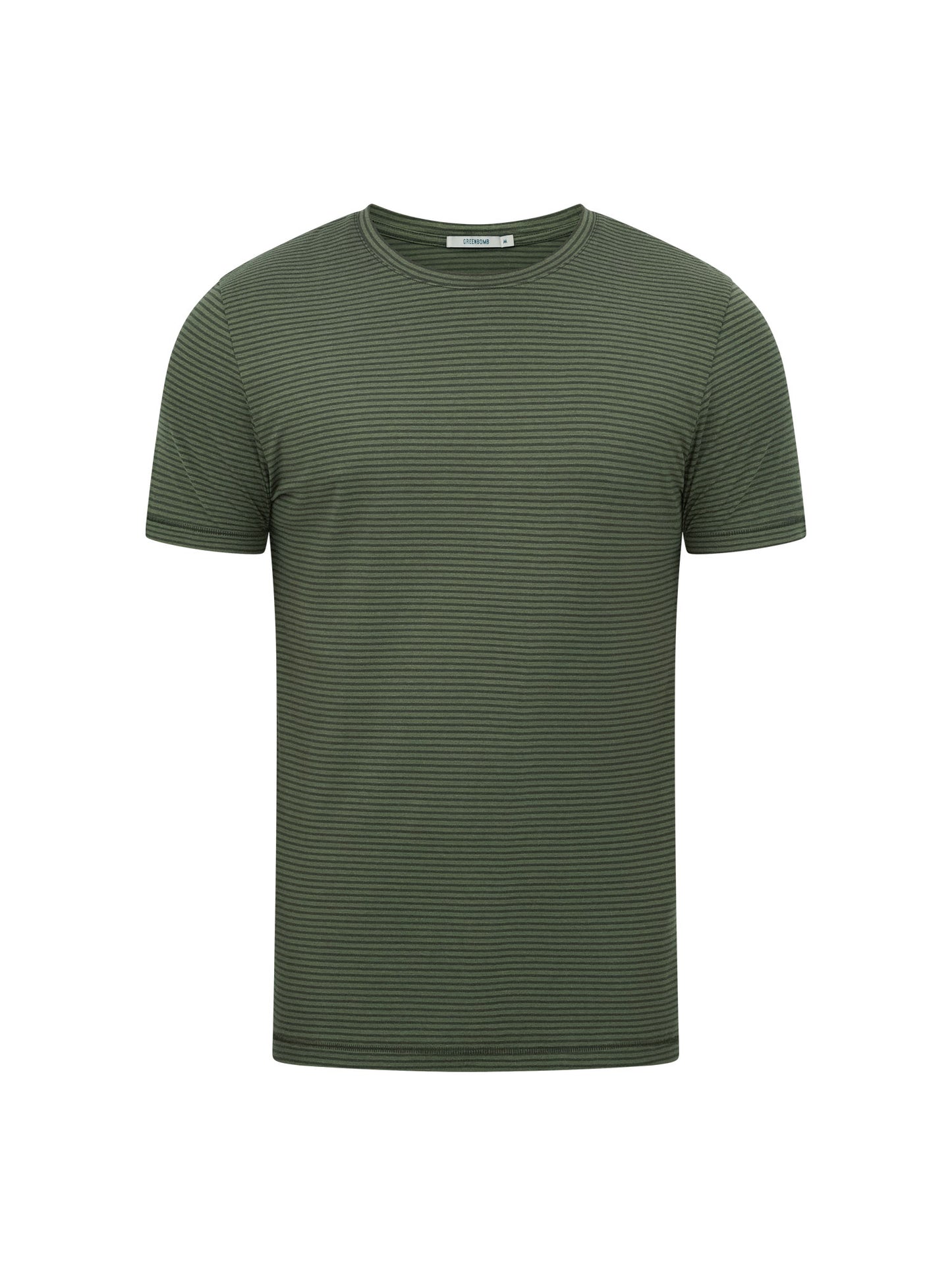 T-shirt gestreift Anthrazit/Olive von Greenbomb