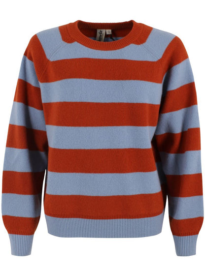Woll-Pullover gestreift in Porcelaine/Chili von Danefae