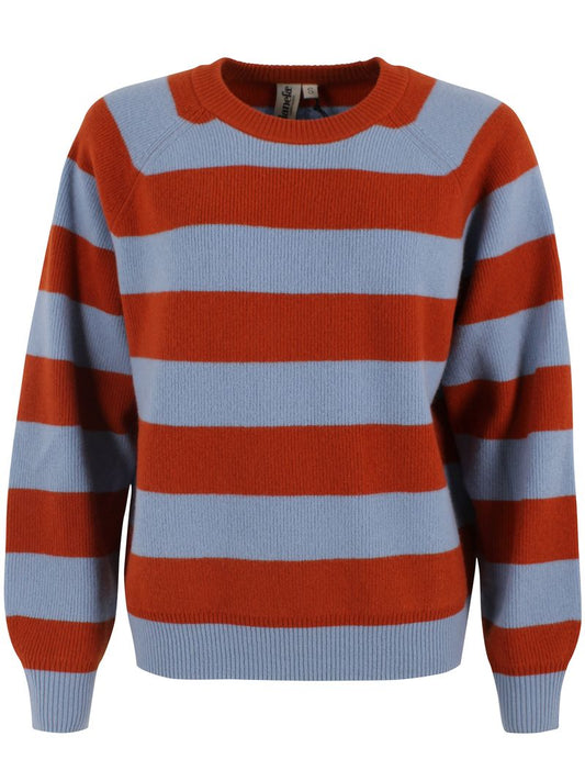 Woll-Pullover gestreift in Porcelaine/Chili von Danefae