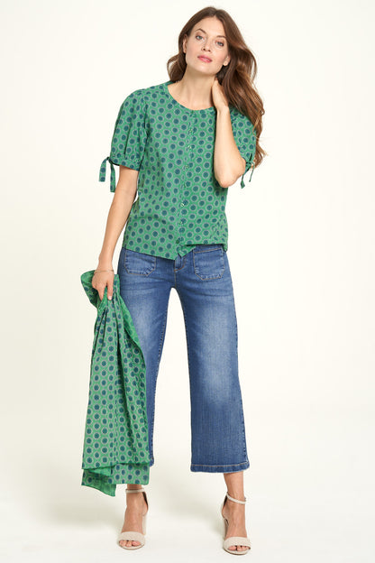 SALE -50%: Kurzarm-Bluse mit Blumen von Tranquillo