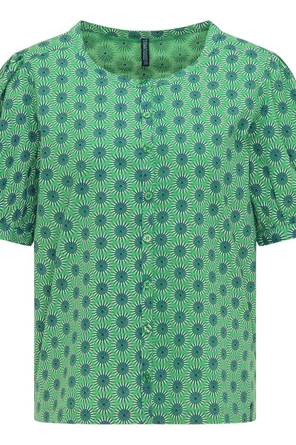 SALE -50%: Kurzarm-Bluse mit Blumen von Tranquillo