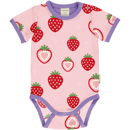 Kurzarm-Body mit Erdbeeren von Maxomorra