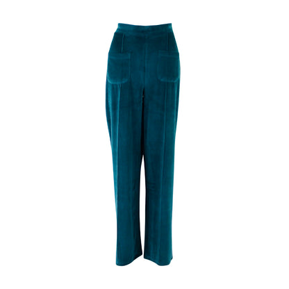 Velours-Hose in Deep Teal von Chills&Fever