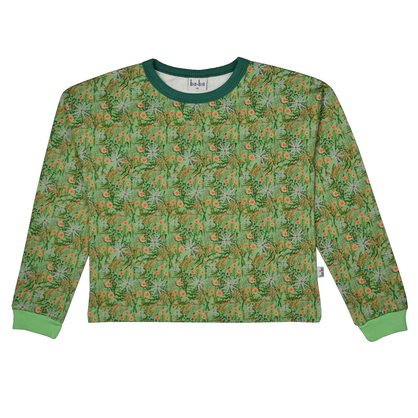Langarm-Shirt mit Blumen auf Grün von Baba