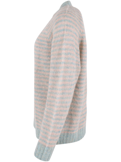 Wollpullover Hellblau/Creme gemustert von Danefae