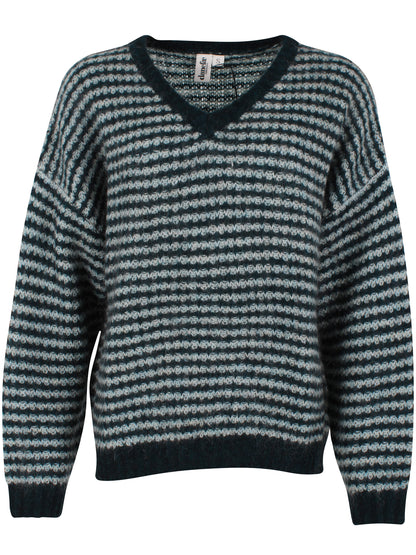 Wollpullover Anthrazit/Blaugrau gestreift von Danefae