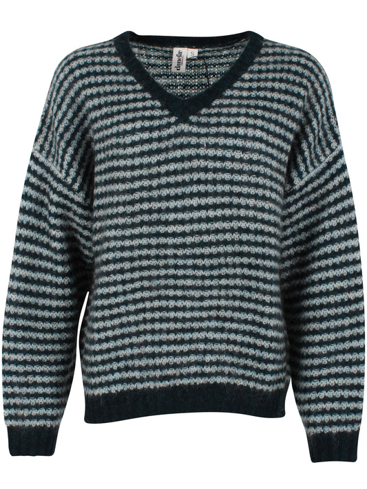 Wollpullover Anthrazit/Blaugrau gestreift von Danefae
