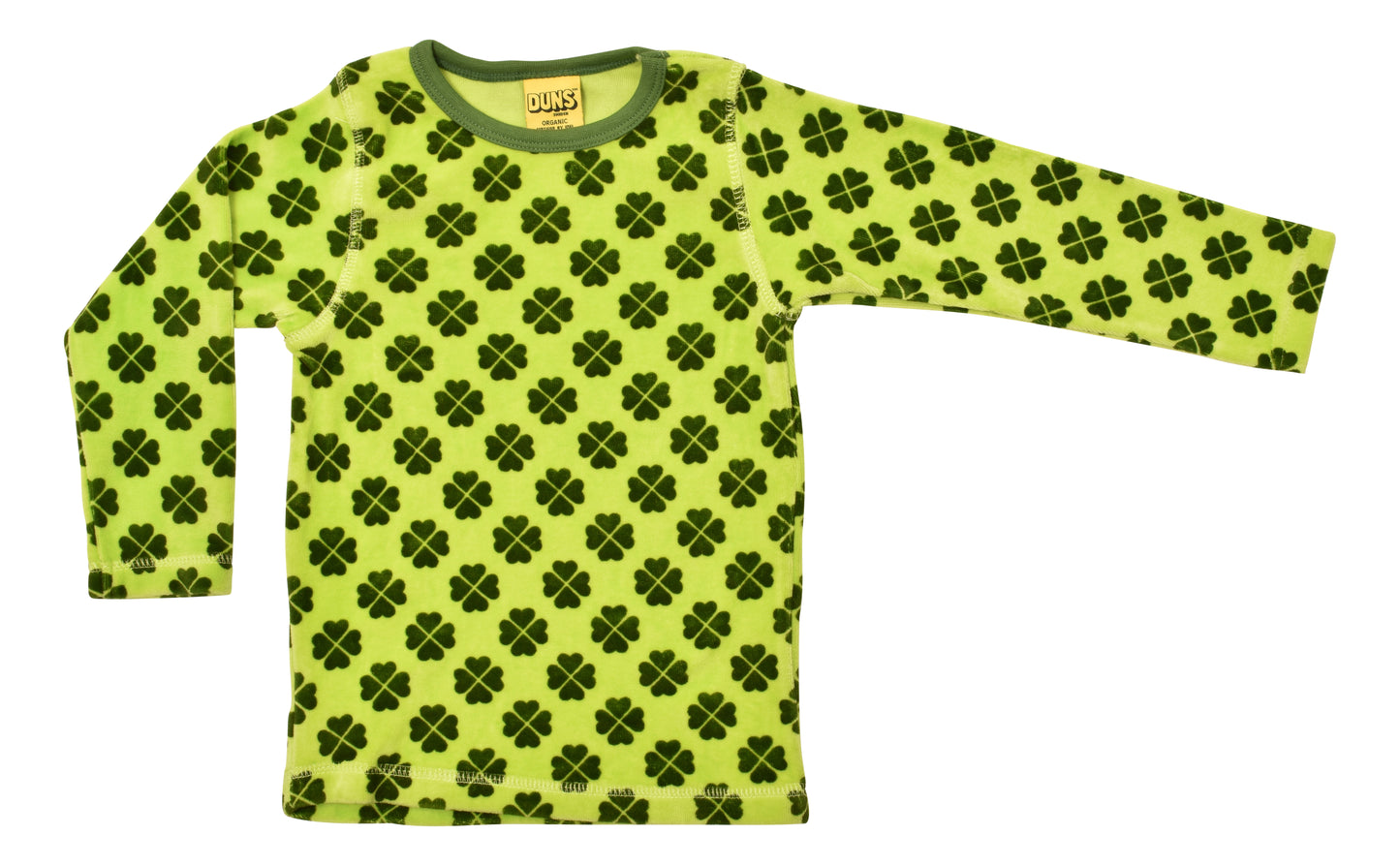 Velours-Pulli mit Klee auf Grün von DUNS