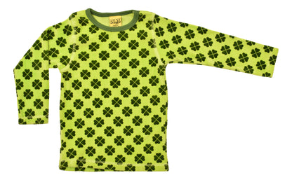 Velours-Pulli mit Klee auf Grün von DUNS