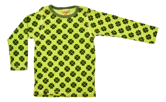 Velours-Pulli mit Klee auf Grün von DUNS