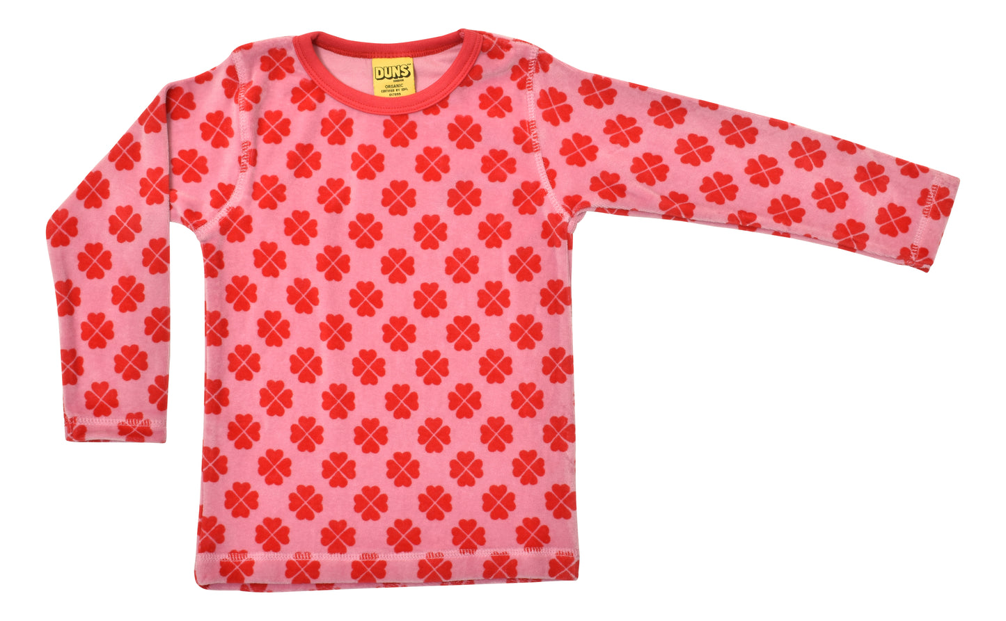 Velours-Pulli mit Klee auf Rosa von DUNS