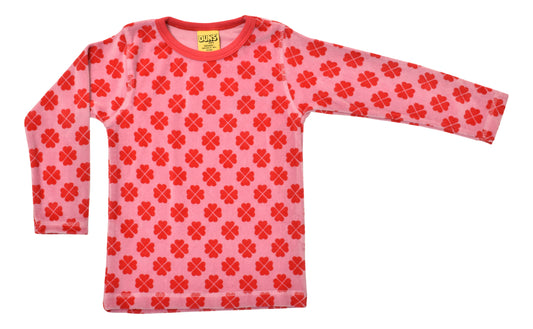 Velours-Pulli mit Klee auf Rosa von DUNS