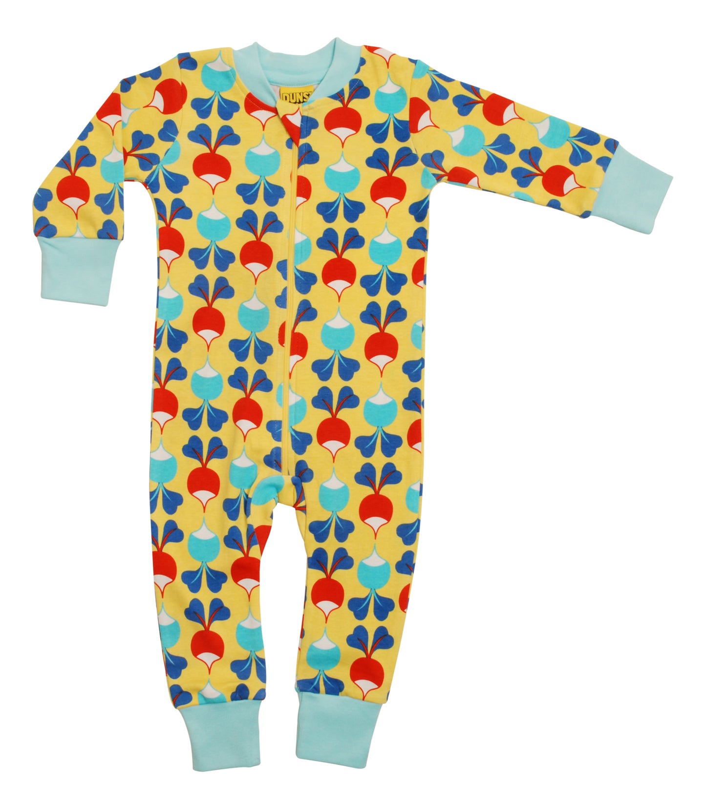 Einteiler-Pyjama mit Radiesli auf Gelb
