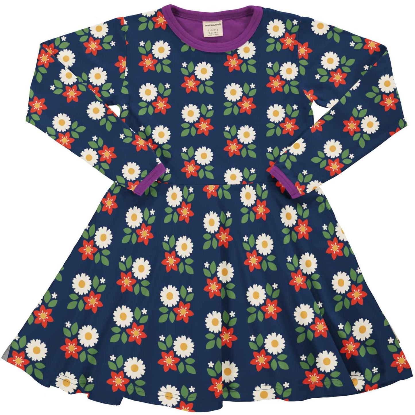 SALE : Dress Circle mit Blumen auf Dunkelblau von Maxomorra