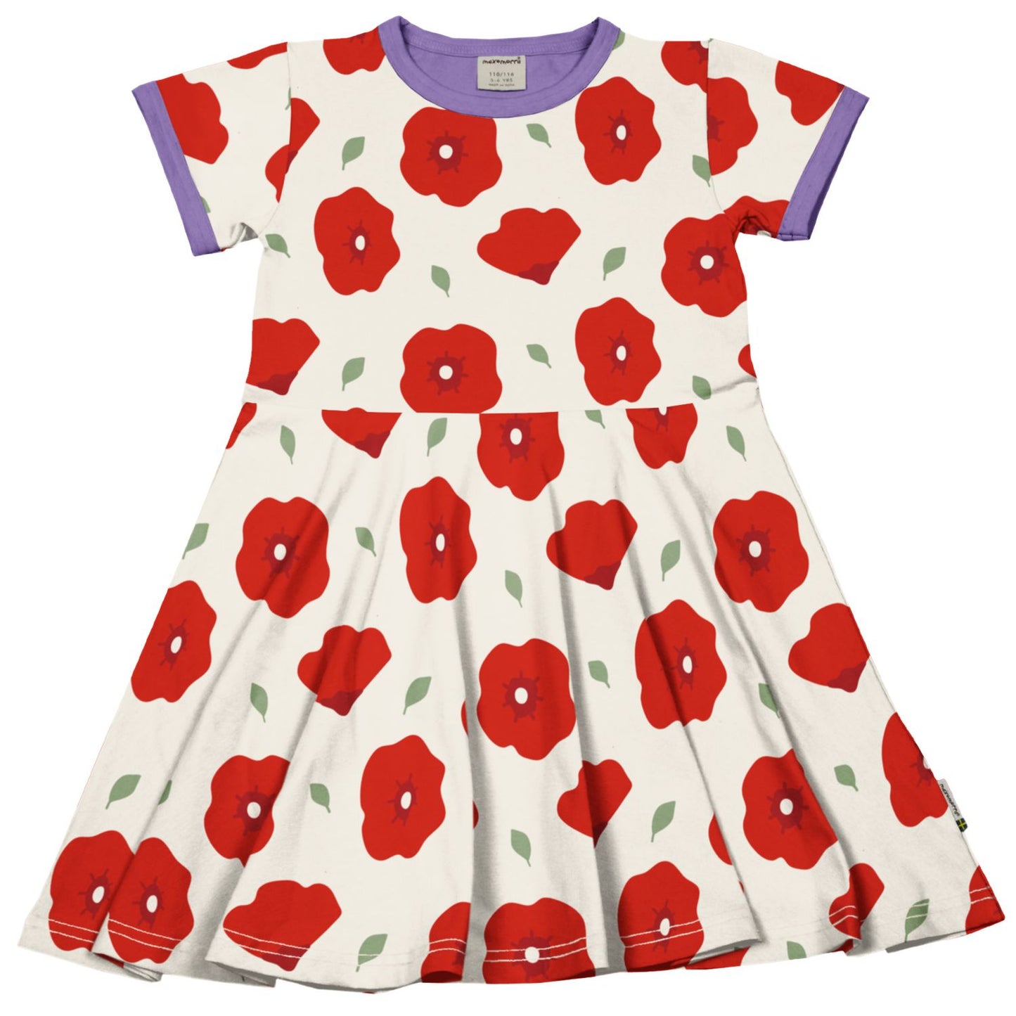 Kurzarm-Kleid mit Mohn von Maxomorra
