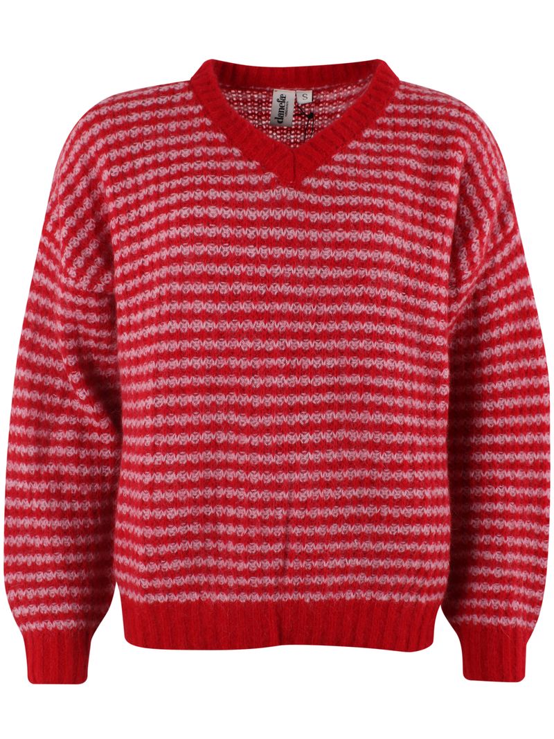 Wollpullover Rot/Rosa gestreift von Danefae