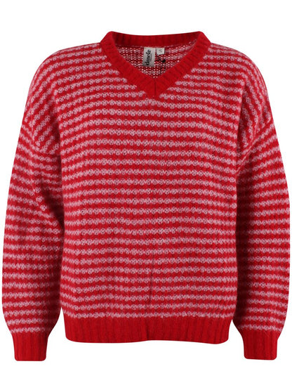 Wollpullover Rot/Rosa gestreift von Danefae