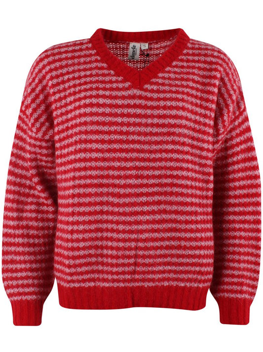 Wollpullover Rot/Rosa gestreift von Danefae