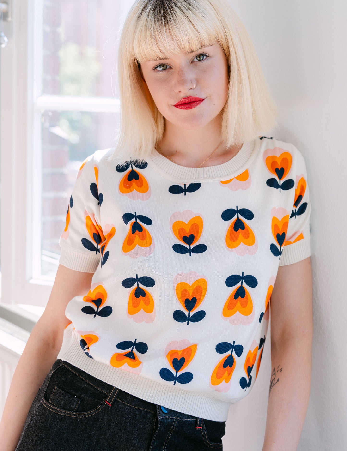 Strick-Shirt Blumen von Mademoiselle YéYé