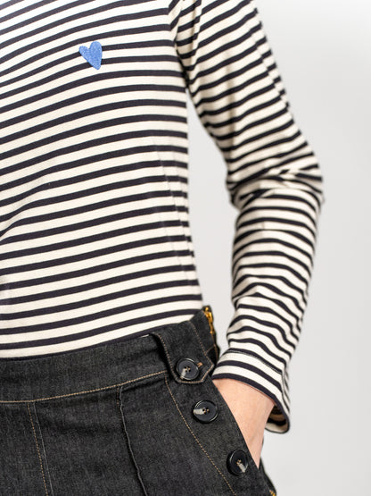 Langarm-Shirt gestreift Schwarz/Weiss von Mademoiselle Yéyé