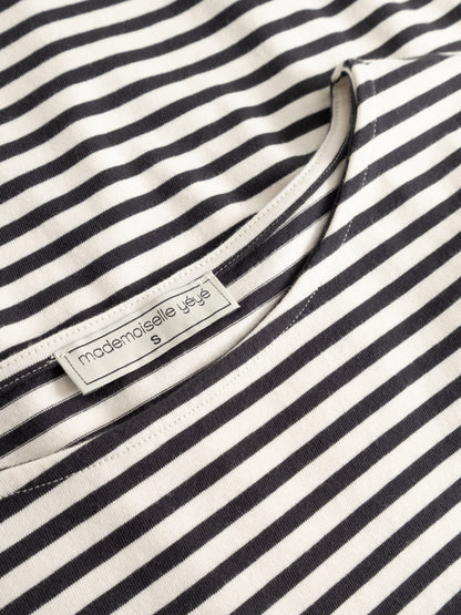 Langarm-Shirt gestreift Schwarz/Weiss von Mademoiselle Yéyé