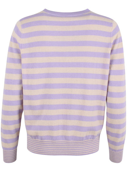 Woll-Pullover gestreift in Ice Lilac/Light Beige von Danefae