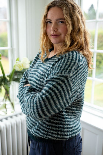 Wollpullover Anthrazit/Blaugrau gestreift von Danefae