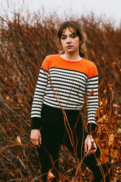 SALE -50%: Pullover gestrickt schwarz/weiss gestreift