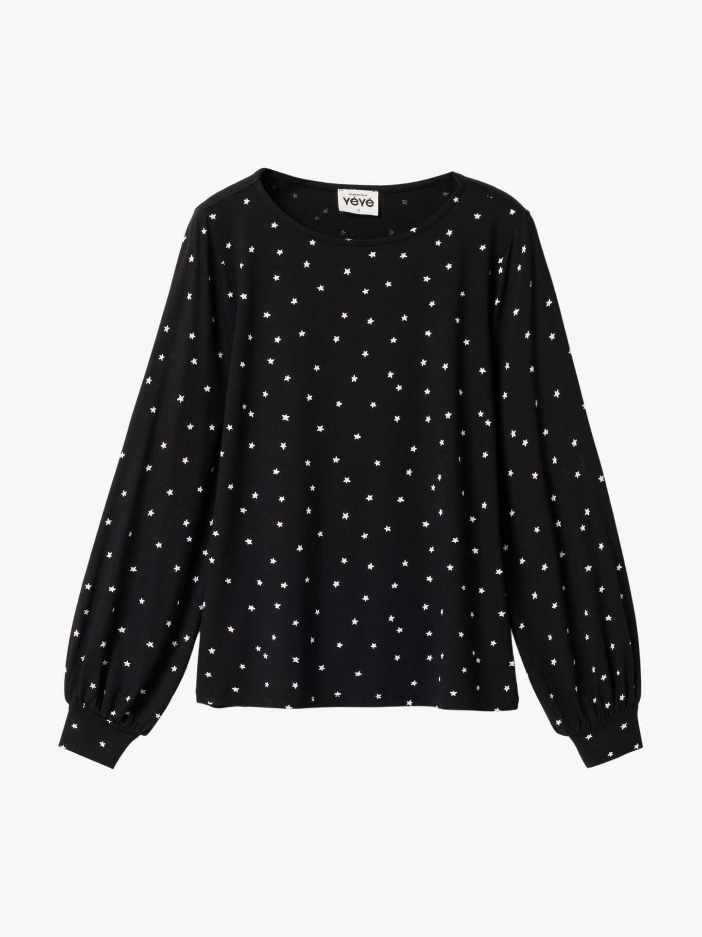 Langarm-Shirt in Schwarz mit Steren von Mademoiselle Yéyé