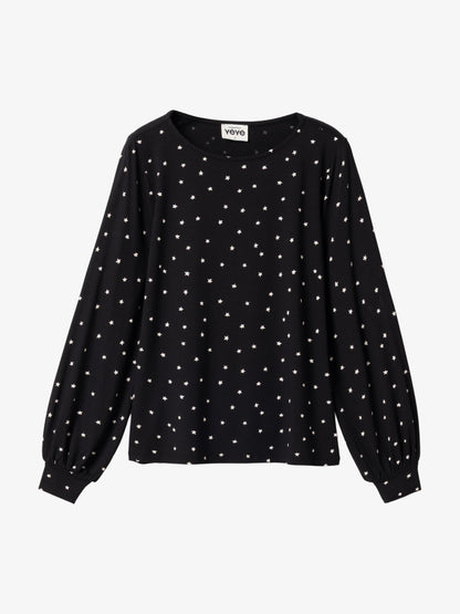 Langarm-Shirt in Schwarz mit Steren von Mademoiselle Yéyé