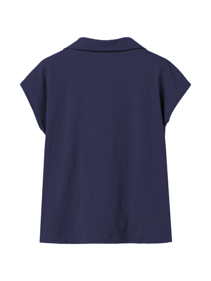 Top mit Polo-Kragen in Dunkelblau von Mademoiselle Yéyé