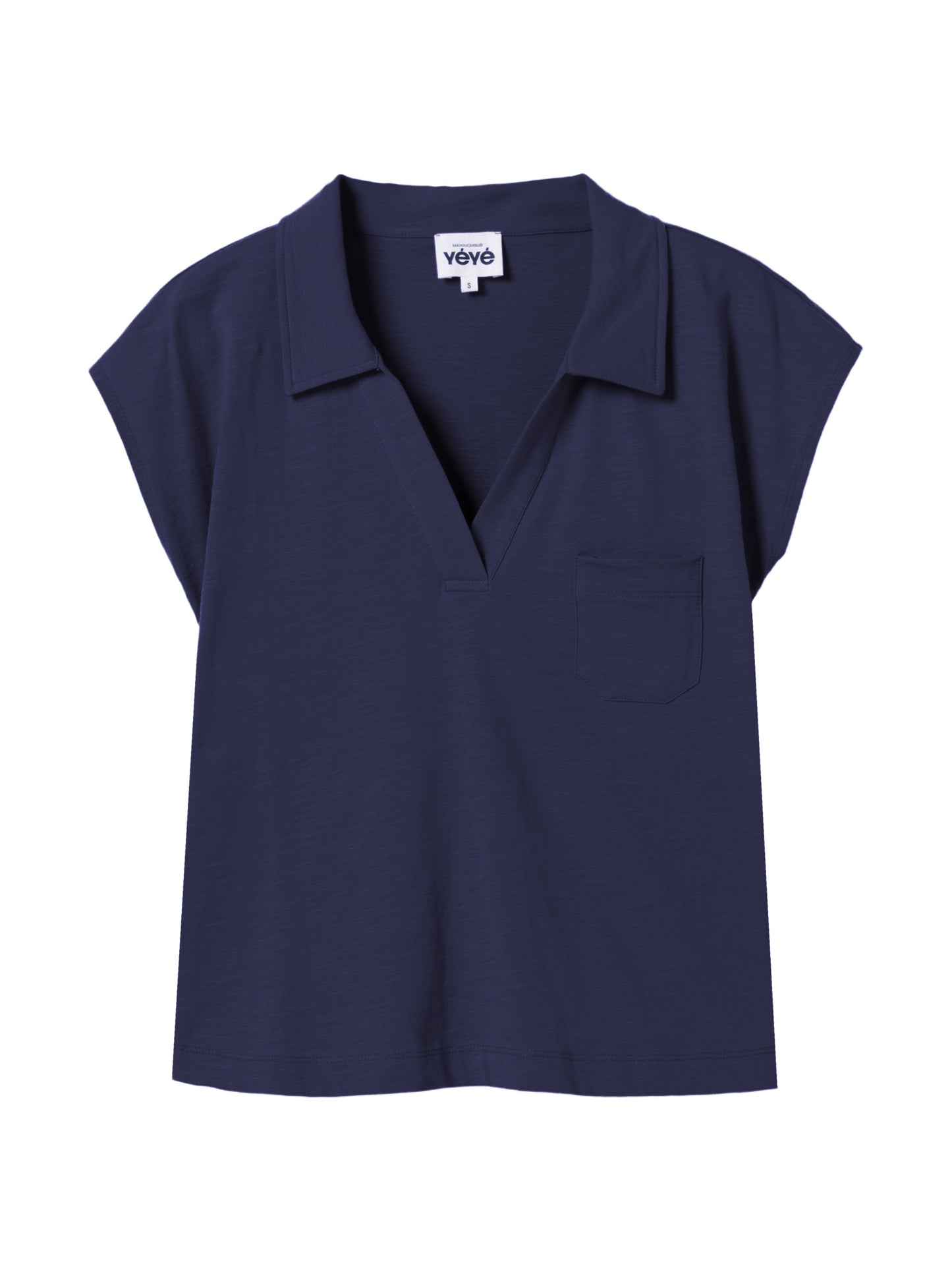 Top mit Polo-Kragen in Dunkelblau von Mademoiselle Yéyé
