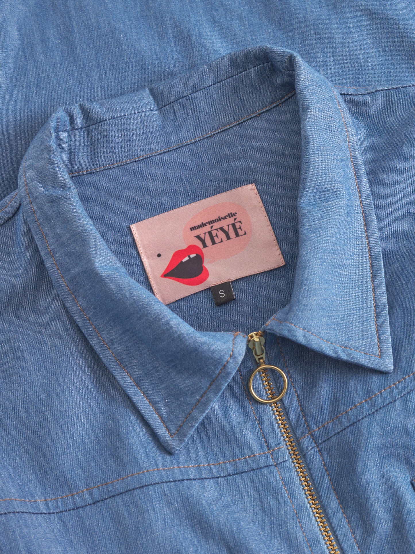 Kurzarm-Jumpsuit Denim Mademoiselle Yéyé