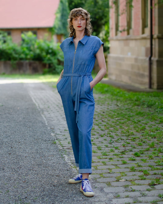Kurzarm-Jumpsuit Denim Mademoiselle Yéyé