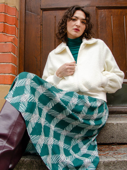 Jupe gemustert Grün/Offwhite von Mademoiselle Yéyé