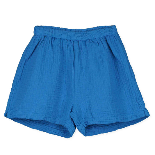 Leinen-Shorts mit Kirsche in Blau von Lötiekids