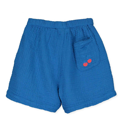Leinen-Shorts mit Kirsche in Blau von Lötiekids