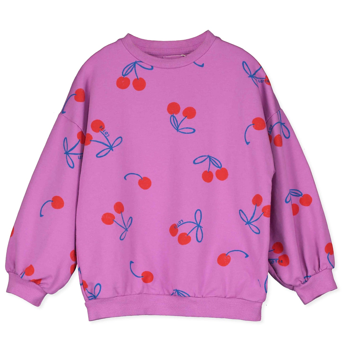 Sweatshirt mit Kirschen auf Magenta von Lötiekids
