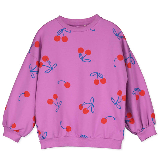 Sweatshirt mit Kirschen auf Magenta von Lötiekids
