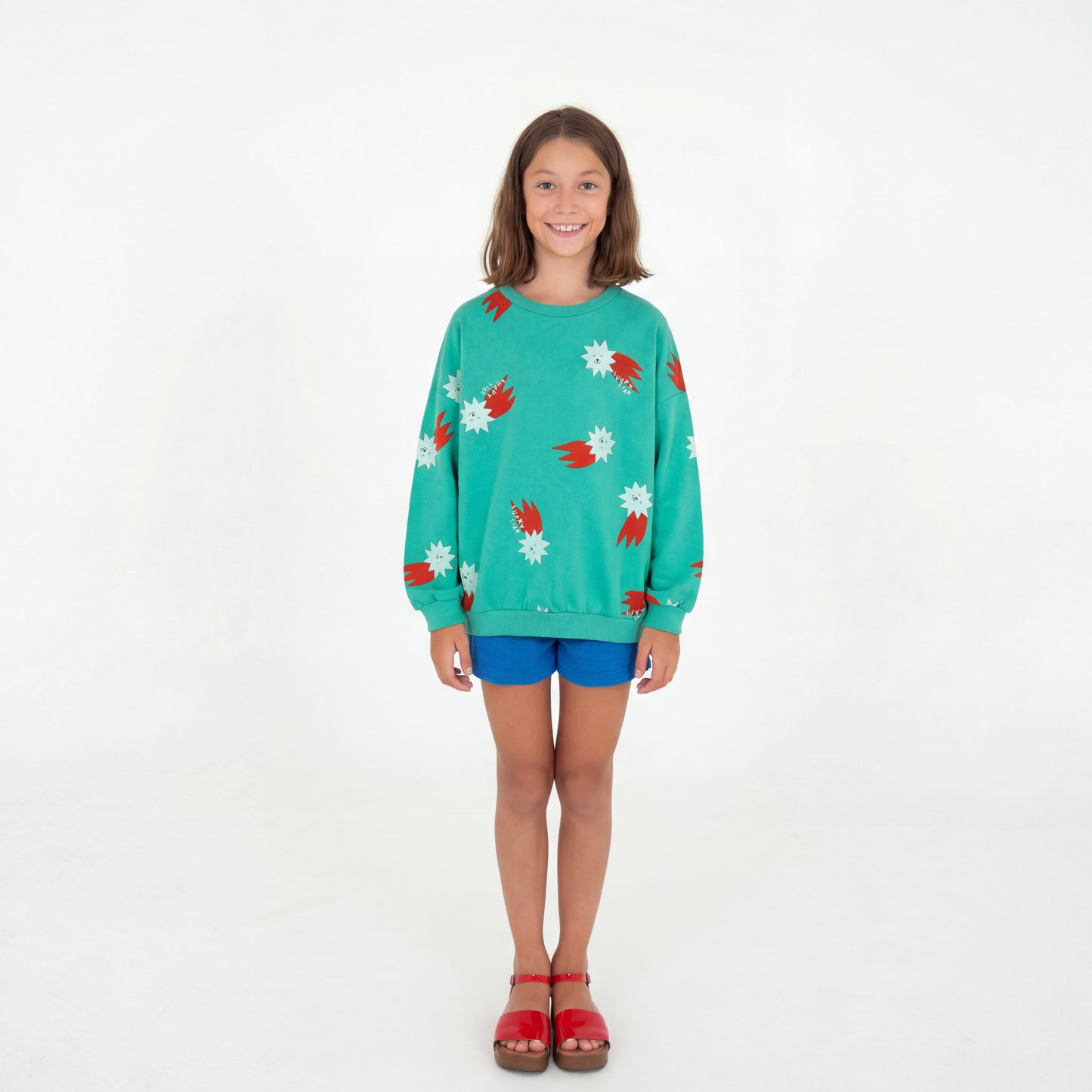 Sweatshirt Lucky Stars auf Grün von Lötiekids