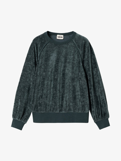 Velours-Pullover in Dunkelgrün von Mademoiselle YéYé